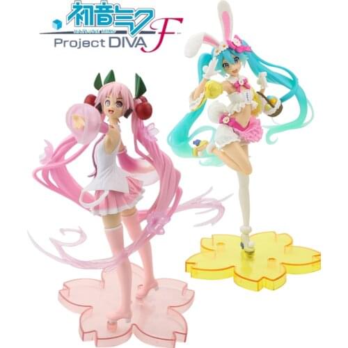 Japanese Anime Kawaii Miku Hatsune Rabbit Ears Cherry Blossom Movable Doll Toy Girl PVC Doll Model Collection Gift
