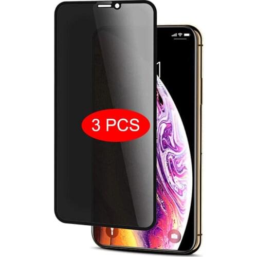 3Pcs Full Privacy Screen Protector For iPhone 12 11 Pro Max Anti-spy Tempered Glass For iPhone 6s 7 8 Plus on iPhone XS MAX XR X