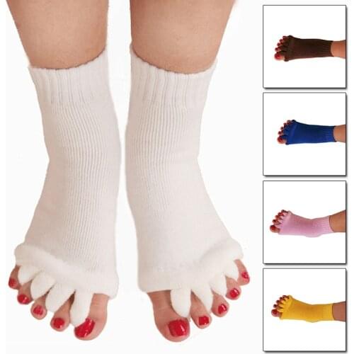 1Pair Five Toes Separators Foot Sock Hallux Valgus Corrector Bunion Adjuster Foot Care Alignment Straightener Socks