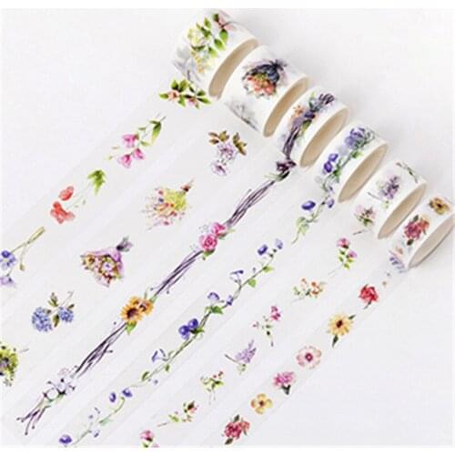 1Pcs Beautiful Flower washi tape DIY decoration scrapbooking planner masking tape adhesive tape label sticker stationery