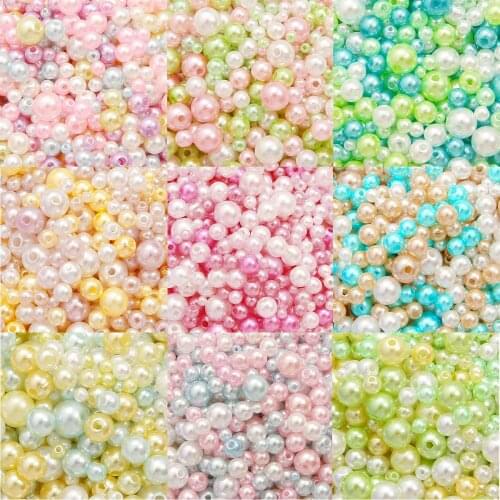 150Pcs Hot Sale 3/4/5/6/8mm Rainbow Color Round Imitation ABS Pearl with Hole Beads For Jewelry DIY Craft Scrapbook Decoration