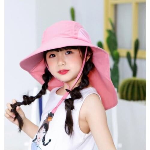 2021 New Kids Summer Hat Girls Boys Sun Hat with Neck Flap UV Protection Safari Hat Baby Child Summer Travel Cap 2-12 Years Old