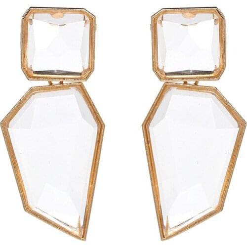 2021 New Multicolor Polygon Geometric Square Resin Stud Earring for Girl