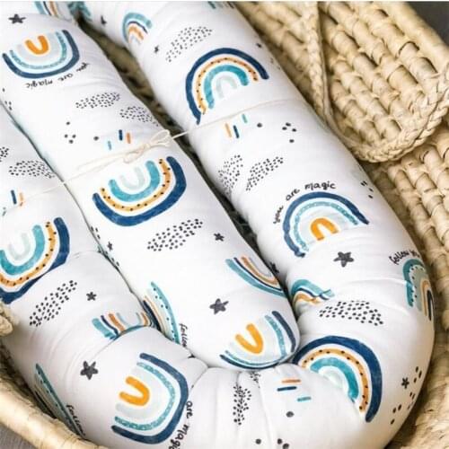 250cm Baby Crib Bumper Cotton Soft Infant Crib Bumpers Protector Bed Fence Rainbow Nordic Baby Room Decor Baby Pillow Cushion