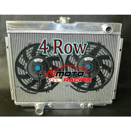 4ROW Alu Radiator + Fan For Ford Mustang Ranchero Mercury Cougar XR7 Torino 5.0/5.8/6.4/7.0L V8 1967-1970 390/428/429/302/351 AT