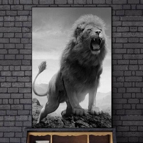 African Roaring Wild Lion Canvas Paintings On the Wall Art Posters And Prints Black And White Animals Art Pictures Home Decor