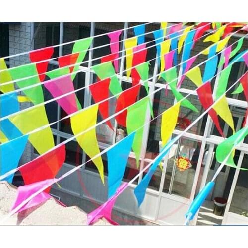 Free Shipping 50M Multi color string flag Bunting Banner flag Opening Ceremony Party Marriage Wedding Decoration Small Flags