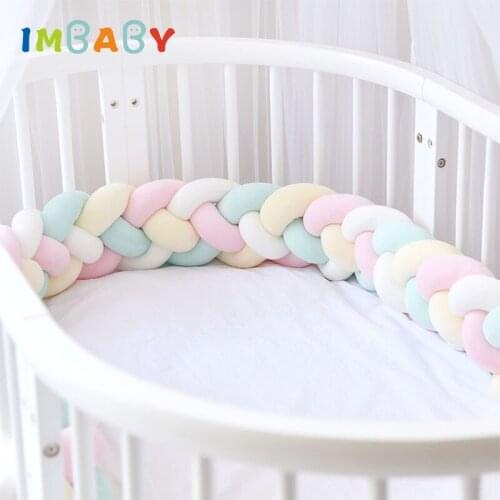 IMBABY 4 Braids 2.2M Bumpers In The Crib For Baby Side Braid Baby Room Decor Cot Bumper Baby Bumpers In The Crib Baby Bed Bumper