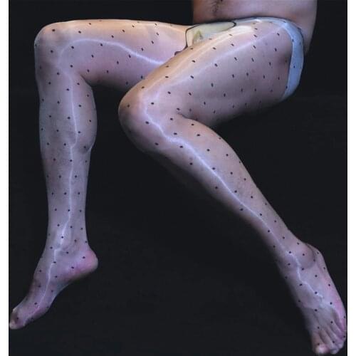 Sexy Ultra Thin 1D Men COCKring Stockings Pantyhose Oil Shiny U Convex Pouch Tight Silky Plane Socks With JJ Sleeve Gay Wear