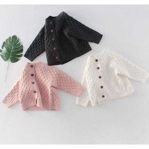 Baby Sweater Fashion Petals collar Knitted Cardigan Jacket Baby Sweater Coat Girls Cardigan Girls Autumn Winter Sweater 1-2 Year