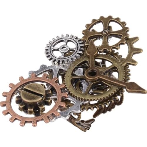 DoreenBeads Fashion Steampunk Ring Silver Color Copper Bronze Gear Watch Style Vintage Pattern Punk Trendy Jewelry,1 Piece