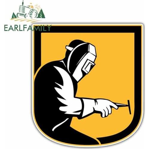 EARLFAMILY 13cm x 11.8cm for Weld Welding Helmet Hood Logo Car Stickers Vinyl JDM Bumper Trunk Truck Graphics Car Accessories