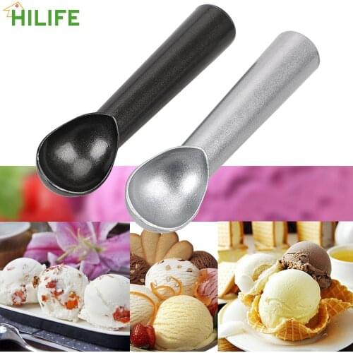 HILIFE Aluminium Alloy Ice Cream Scoop Frozen Yogurt Cookie Dough Ball Spoon Non-Stick Anti-Freeze Ice Ball Maker