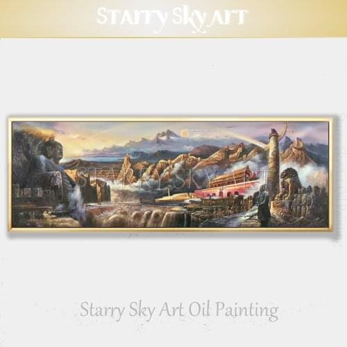 Skilled Artist Hand-painted High Quality China History Landscape Oil Painting on Canvas Traditional Chinese History Oil Painting