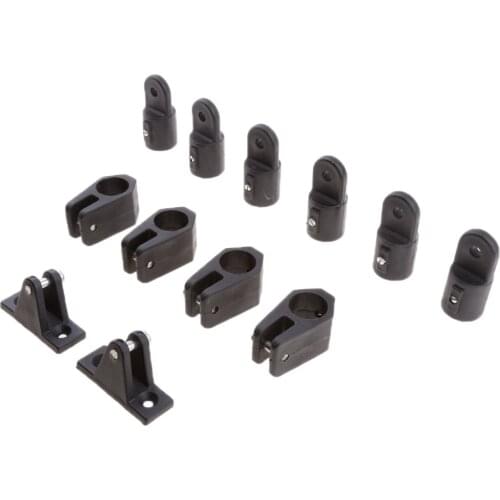 Pack of 12 Black Boat Nylon Fittings Hardware Set 7/8" for 3 Bow Bimini Top