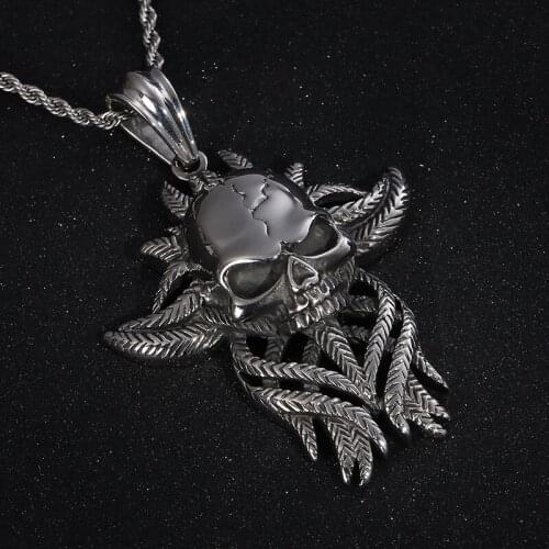 Personality 316L Stainless Steel Skull Pendant for Men Women Motorcycle Party Biker Pendant Hip Hop Jewelry