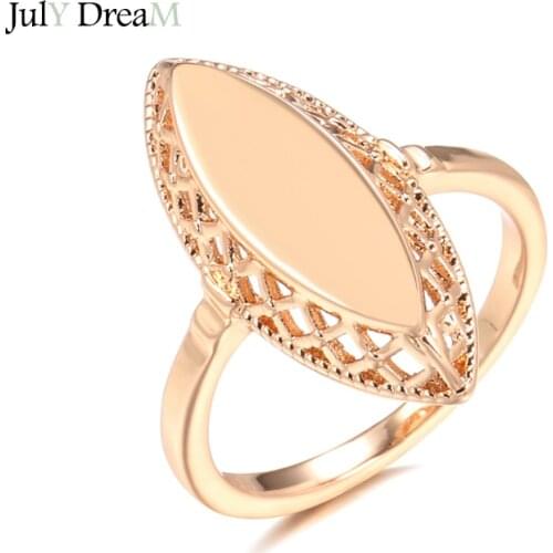 Summer Hot Sale Minimalist Moroccan Vintage Hollow Jewelry Ring 585 Gold Plating Glossy Party Ring for Women Fashion Accessories