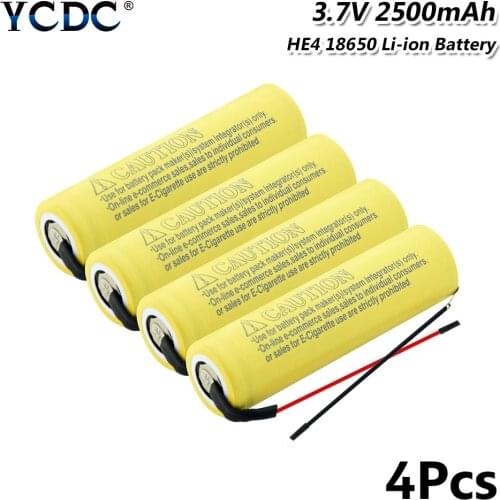 3.7V 18650 Lithium Rechargeable batteries 2500mAh Li-lon Battery 18650 35A discharge For Flashlight + DIY Silica gel Cable