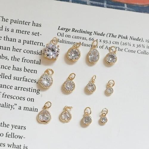 6pcs Fashion Statement Earrings round love heart zircon copper plated belt single circle pendant jewelry necklace accessories