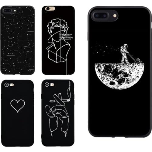 Black Lines Art Soft Phone Case For iPhone 7 8 6 6s 5 5s Plus X XS XR MAX Cover Soft TPU Shell