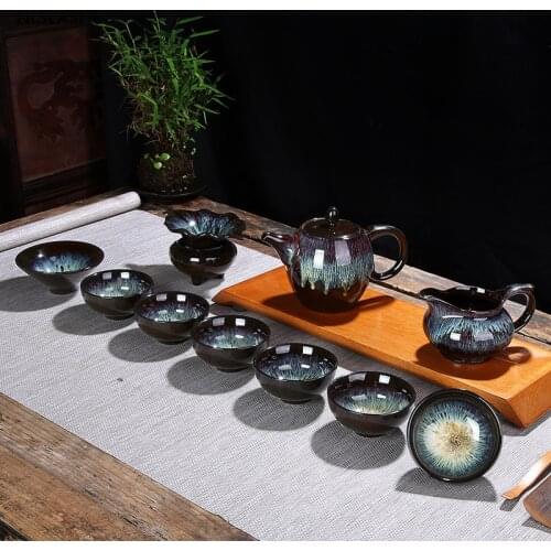 11 pcs/set Chinese Retro ceramic Tea sets Exquisite porcelain teapot Handmade kettle teacups Household teaware drinkware