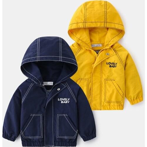 New Children Jacket For Boys Autumn Long Sleeved Hooded Jacket Cute Zipper Kids Windbreake BC724