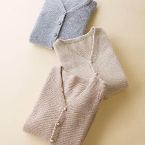 Solid Color Knitted Cardigan For Womens Autumn And Winter New Thickened Top And Short Sweater