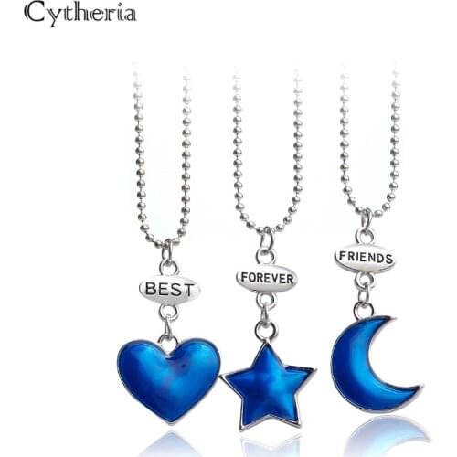 Candy color BFF Necklaces For 2 3 cartoon best friends Necklace moon star jewelry heart crystal shows crown flower rainbow shoes