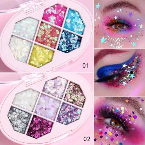 7 Color Glitter Sequined Eyeshadow Palette Stage Eyeshadow Tray No Fading Long-lasting Brightening Waterproof Easy to Wear