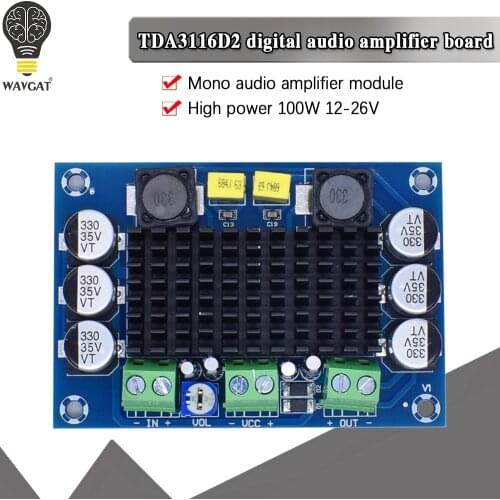 WAVGATG TPA3116 D2 TPA3116DA DC 12V 24V 100W Mono Channel Digital Power Audio Amplifier Board TPA3116D2 Large Capacity Board