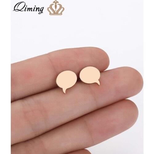 QIMING Dialog Box Earrings for Women Geometric Earrings Oorbellen Minimalism Simple Design Small Studs Jewlery Accessories