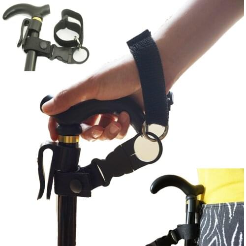 Easy Fit Walking Stick Wrist Strap & Cane Crutch Clip Holder Grip Aid