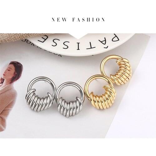 Ruanme fashion new metal stud earrings circle earrings han edition geometric eardrop women earrings jewelry accessories