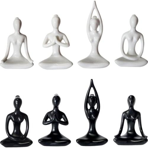 Resin Yoga Girl Figure Sculpture Ornament Statue Bedroom TV Stand