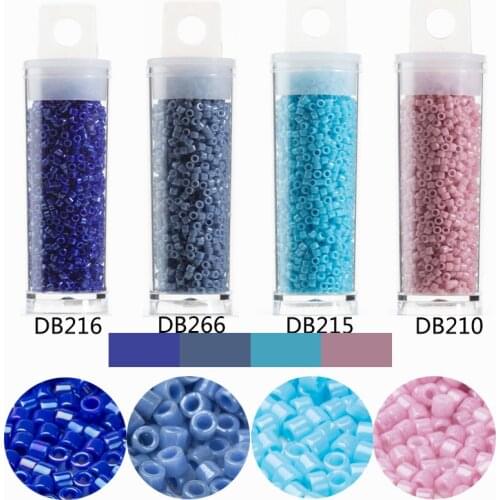 Taidian Miyuki Delica Beads Glass Round Pearls 11/0 1.6x1.3mm Opaque Colorful Rococo DIY Earring 10grams/tube About 2000pcs