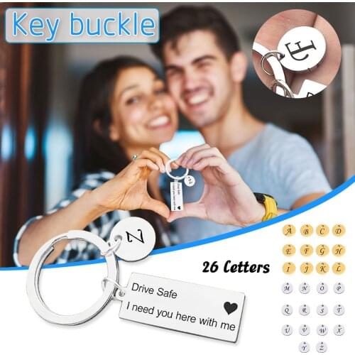 Creativity Couples Keychain 26 letter Hang Tag Stainless Steel Key Ring Lovers Key Chain Boyfriend Girlfriend Gift Ornaments