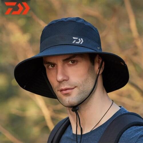 Daiwa fashion New Summer Mesh Breathable Fisherman Hat 2020 Mens Outdoor Climbing Big Brim Sun Hat Sunscreen Fishing Hat