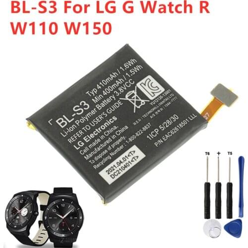 Replacement Watch Battery BL-S3 For LG G Watch R W110 W150 Smartwatch Genuine Replacement Watch Battery 410mAh