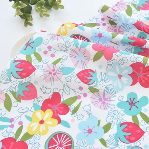 1meter 100% cotton Painted flowers and fruits fabric ткань для шитья for dress DIY elbise clothes bag handwork fabric art XMT
