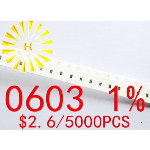 0603 1% Chip Resistors 0.1-0.91R 1R-10M SMD Resistor x 5000PCS