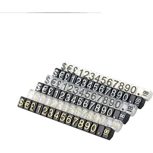10 Strips Mini Combined Price Cube Tag Euro GPB Dollar Adjustable Number Pricing Label Digital Plastic Jewelry Price Tags