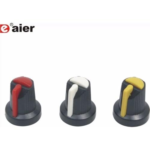 10PC SGuitar Part Plastic Knob with 18 Teeth Knurl Shaft Hole Diameter 6mm Roatory Potentiometer Cap Volume Control Knobs 15X17