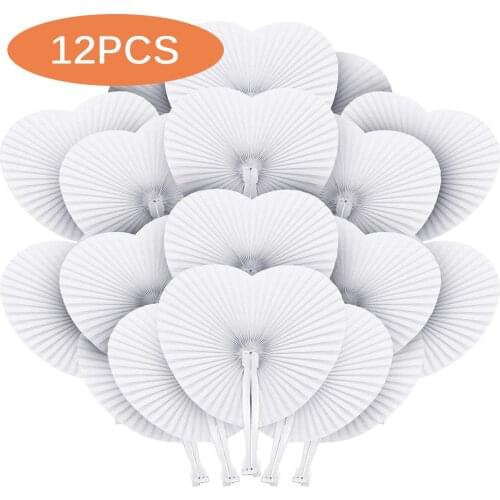12 pcs Fan White Paper Heart-Shaped Round Heart Wall Decoration Wedding Party Gift for Guests Anniversary Birthday Wedding DIY