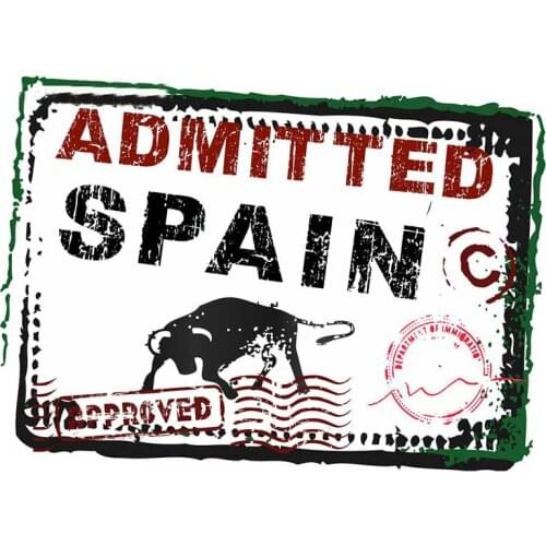 13cm x 9.4cm For Immigration Stamp Spain Refrigerator Car Stickers Car Accessories Decal Waterproof Decoration