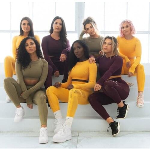 2PCS Fitness Suit Female Clothing Sportswear Seamless Yoga Set Sports Outfit Suits Gym Clothes Women Tracksuit Workout Crop Top