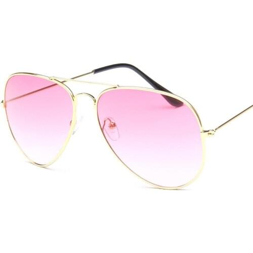 2019 New Ladies Big Classic Retro Round Sunglasses Men Women Luxury Mirror Metal Frame Eye Vintage Pink lenses Sun Glasses