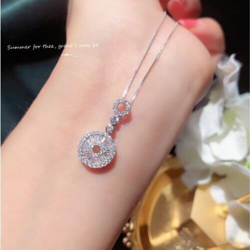 2021 New Ladies Necklace AAAA Zircon Jewelry Round Pendant 925 Silver Ladies Sweater Necklace Ladies Wedding Jewelry