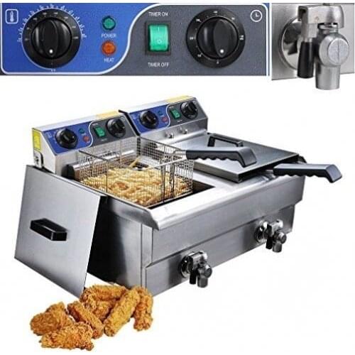 20L Commercial Deep Fryer Stainless Steel Dual Tank with Digital Timer