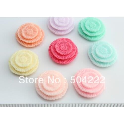 25pcs Pastel floral Resin Flower Jewelry Cabochons 23mm mixed Flat Back Cameo Covers Deco decoden charms
