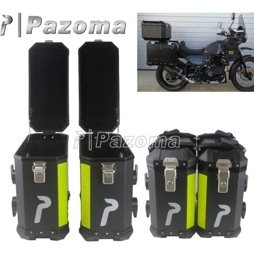 2X Motorbike Racing Aluminum Hard Side Pannier Case 36L Black Helmet Storage Trunk Box Saddlebag For Honda BMW R1200 Suitcase